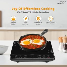 Vguard VIRC01, 2000 Watt Infrared Induction Cooktop with Digital Display, BBQ Grill, Child Lock Function, Compatible for all cooking vessel and Push Button, Black