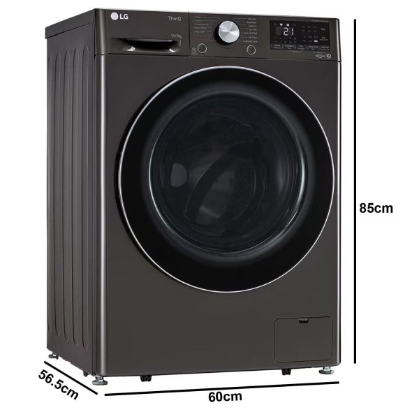 LG FHD1107STB, 11/7 KG Washer Dryer with Direct Drive Motor, 5 Star Rating, TurboWash 360, Steam+, ThinQ with Wi-Fi, Black