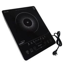 V-Guard VIRC02, 2000 Watt Infrared Induction Cooktop with Digital Display, BBQ Grill, Child Lock Function, Compatible for all cooking vessel and Feather Touch Control, Black