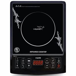 Vguard VIRC01, 2000 Watt Infrared Induction Cooktop with Digital Display, BBQ Grill, Child Lock Function, Compatible for all cooking vessel and Push Button, Black