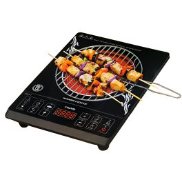 Vguard VIRC01, 2000 Watt Infrared Induction Cooktop with Digital Display, BBQ Grill, Child Lock Function, Compatible for all cooking vessel and Push Button, Black