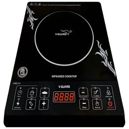 Vguard VIRC01, 2000 Watt Infrared Induction Cooktop with Digital Display, BBQ Grill, Child Lock Function, Compatible for all cooking vessel and Push Button, Black