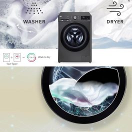 LG FHD1107STB, 11/7 KG Washer Dryer with Direct Drive Motor, 5 Star Rating, TurboWash 360, Steam+, ThinQ with Wi-Fi, Black