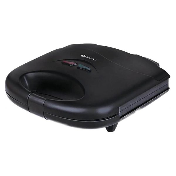 Bajaj SWX3 Deluxe, 800 Watt 2 Slice Sandwich Maker with Non-Stick Coated Plates, Buckle Handle and 2 Year Warranty, Black