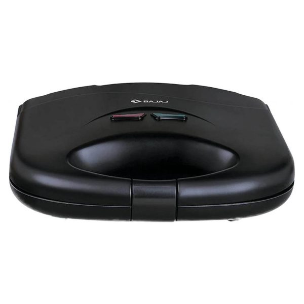 Bajaj SWX3 Deluxe, 800 Watt 2 Slice Sandwich Maker with Non-Stick Coated Plates, Buckle Handle and 2 Year Warranty, Black