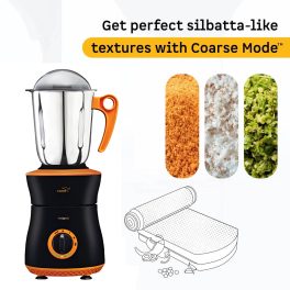 V-Guard Insignia, 750 Watt 3 Jar Mixer Grinder with Stainless Steel Jars, Hands Free Lid Lock and Spiral Duct Cooling System, Orange/Black