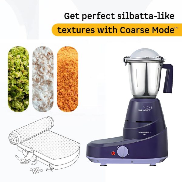 V-Guard 750 Watt Mixer Grinder (Thundermix L 750, Purple)