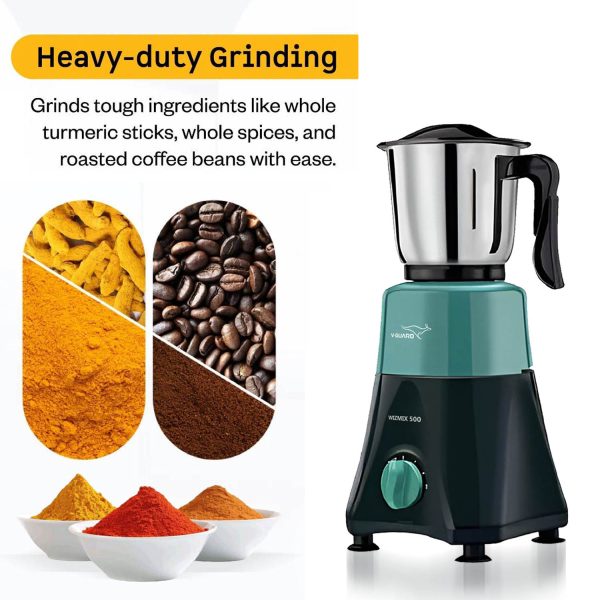 V-Guard Wizmix, 3 Jar Mixer Grinder with Oil Sintered Bush Design, Stainless Steel Jars, Five year motor warranty