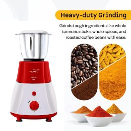 V-Guard Velocity, 500 Watt 3 Jar Mixer Grinder with Stainless Steel Jars, Compact Foot Print and 3 years Motor Warranty, Red/White