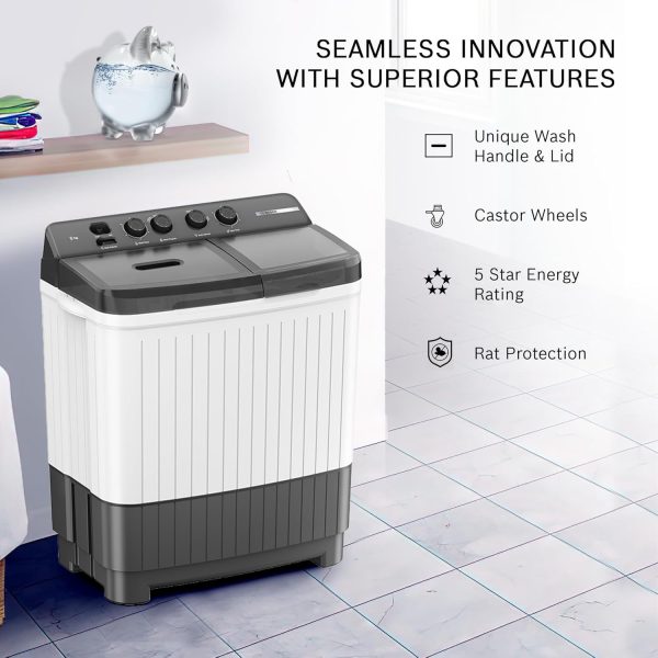 Bosch WJZ801WOIN, 8 KG Semi Automatic Machine with 5 Star Rating and Vario Pulsator, White