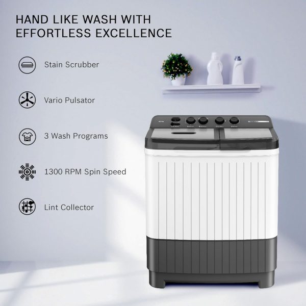 Bosch WJZ801WOIN, 8 KG Semi Automatic Machine with 5 Star Rating and Vario Pulsator, White