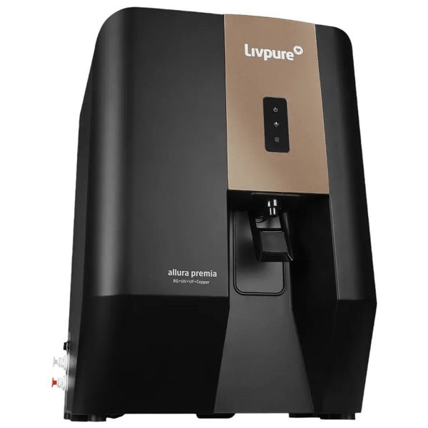 Livpure Allura Premia, RO+UV+UF+Copper+Mineraliser with 10 Stage Advanced Purification, 7 Litre Storage and no service cost for 2.5 Years, Black