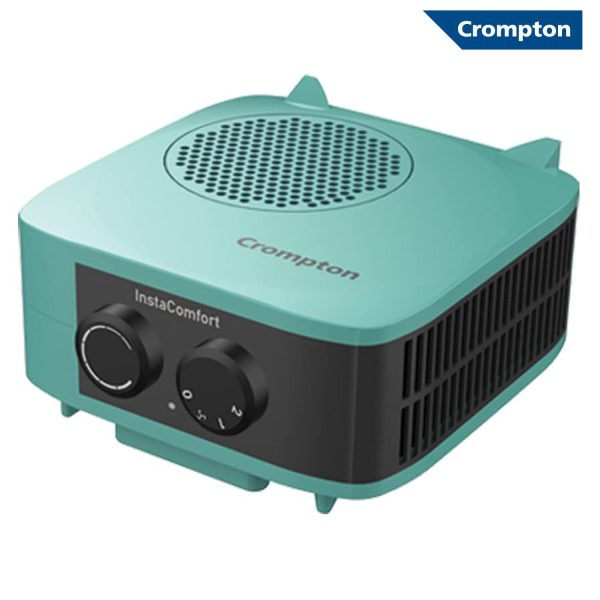 Crompton Insta Comfort, 2000 Watts Room Heater with Adjustable Thermostat, Hyrbid Cyan and Blower Fan, Blue