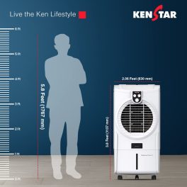 Kenstar Turbcool Neo HC, 70 Litre Desert Air Cooler with 3 Side HoneyComb Pads, Motorised Louvre Movement, Powerful Fan and Inverter Compatible, White