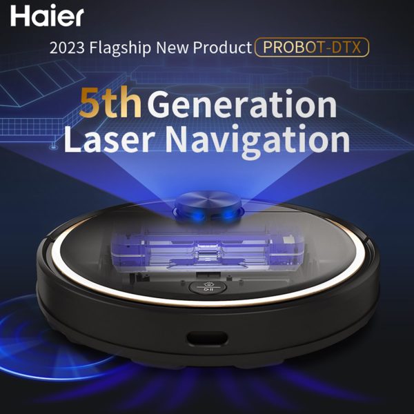Haier Probot DTX, Robo Vacuum Cleaner with BLDC Motor, Voice Control, Application Control, 5 Map Memories and Lazer Navigation, Black
