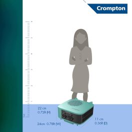 Crompton Insta Comfort, 2000 Watts Room Heater with Adjustable Thermostat, Hyrbid Cyan and Blower Fan, Blue