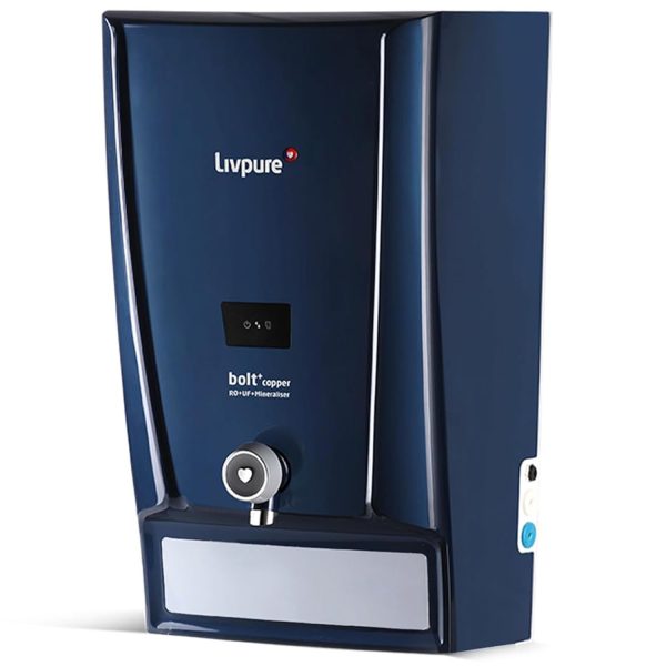 Livpure Bolt+Copper RO+UF+Mineraliser with 80% Water Saving, 7 Litre Storage Tank, Suitable for Municipal Water and Goodness of Natural Copper, Blue