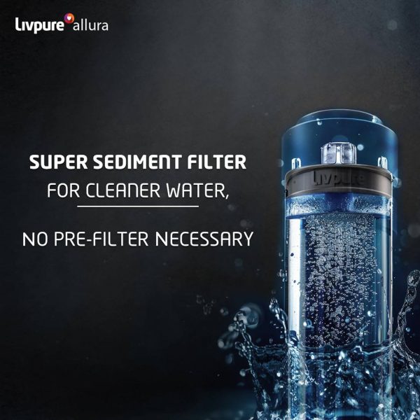 Livpure Allura Premia, RO+UV+UF+Copper+Mineraliser with 10 Stage Advanced Purification, 7 Litre Storage and no service cost for 2.5 Years, Black