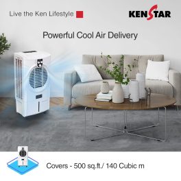 Kenstar Turbcool Neo HC, 70 Litre Desert Air Cooler with 3 Side HoneyComb Pads, Motorised Louvre Movement, Powerful Fan and Inverter Compatible, White