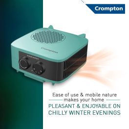 Crompton Insta Comfort, 2000 Watts Room Heater with Adjustable Thermostat, Hyrbid Cyan and Blower Fan, Blue