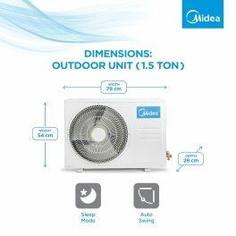 Midea 18K 3* Santis Pro, 1.5 Ton 3 Star Inverter Split AC with High Ambient Working, Turbo Mode, and 4-in-1 Convertible and Auto Cleanser, White