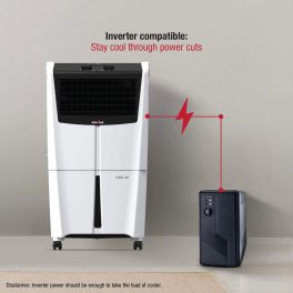 Kenstar Chill HC 40, 40 Litre Personal Air Cooler with 17.8cm Blower, Inverter Compatible, Honeycomb Pads and Auto Swing, White/Black