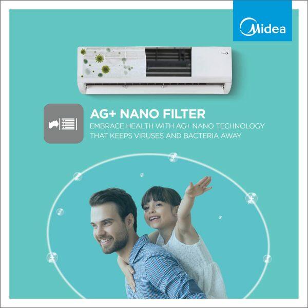 Midea 24K 3* Santis Pro, 2 Ton 3 Star Inverter Split AC with High Ambient Working, Turbo Mode, and 4-in-1 Convertible and Auto Cleanser, White