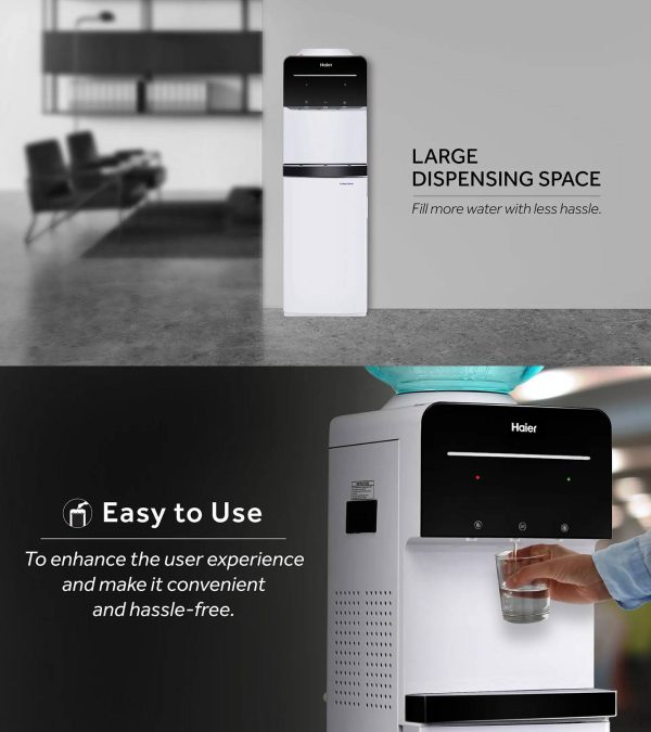 Haier HWD-3MPFMR With Refrigerator Water Dispenser with Large Dispensing Space, Black/White