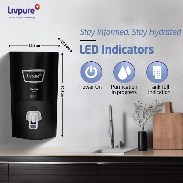 Livpure Stellar RO+UV, 7 Litre Storage Water Purifier Suitable for Municipal Water with 5 Stage Advance Purification and Automatic Cut-Off, Black