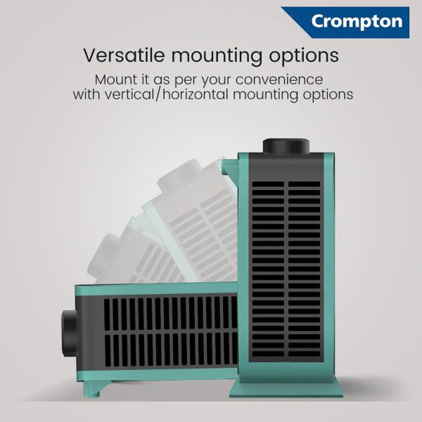 Crompton Insta Comfort, 2000 Watts Room Heater with Adjustable Thermostat, Hyrbid Cyan and Blower Fan, Blue