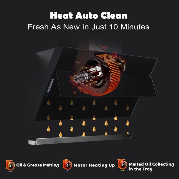Haier HIH-V60HM-C, 60 CM Vertical Chimney with Powerful Suction, Gesture Control, Heat Auto Clean and Filterless Technology, Black