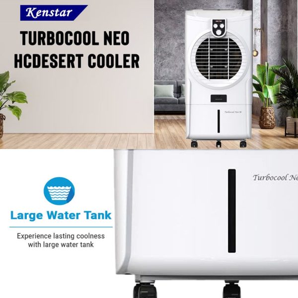 Kenstar Turbcool Neo HC, 50 Litre Desert Air Cooler with Honeycomb Cooling Pads, Motorised Louvre Movement, Ice Chamber, Powerful Fan and Inverter Compatible, White