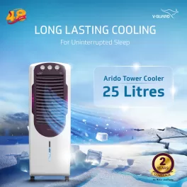 V-Guard Aikido 25L Tower Air Cooler with Honeycomb Pads & 4D Air Circulation, White