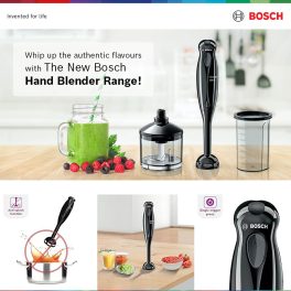 Bosch MS1BG1021I, 400 Watt Hand Blender with Anti Splash Function with Blade Sheild, Stainless Steel Knife and easy blending with a touch of a button, Grey