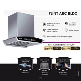 Livpure Flint Arc BLDC, 60 CM Chimney with Digital Touch, Motion Sensor, Autoclean, BLDC Motor and 9 Speed Control, Black