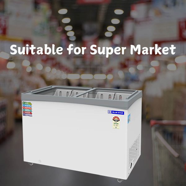 BlueStar GT5-350NP 315L Glass Top Deep Freezer with 5 Star Rating, White