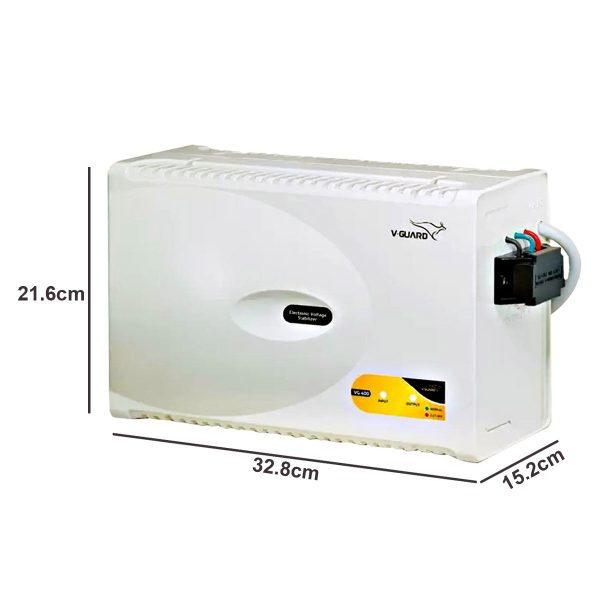 Vguard VG400, Stabilizer for 1.5 Ton AC with Low and High Voltage Cut-off Protection, Intelligent time delay system, Built in Thermal Overload Protection and 3 Year Warranty, White