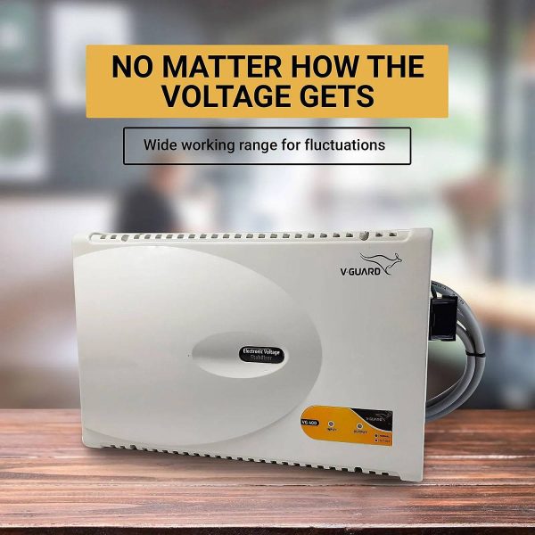 Vguard VG400, Stabilizer for 1.5 Ton AC with Low and High Voltage Cut-off Protection, Intelligent time delay system, Built in Thermal Overload Protection and 3 Year Warranty, White