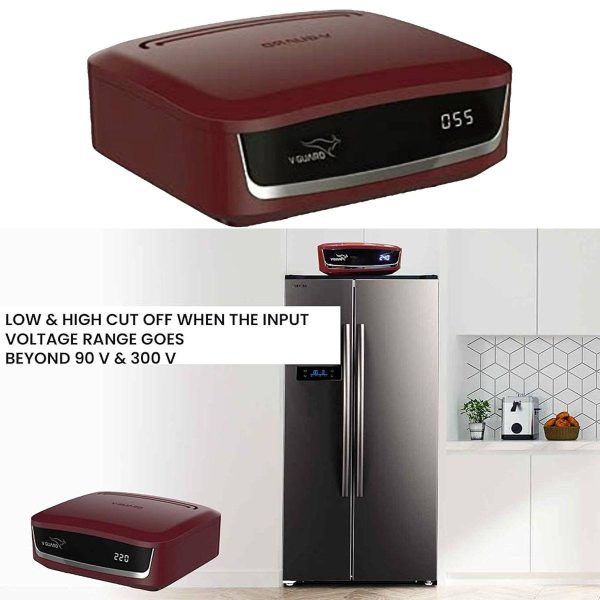 Vguard VSDI50, Stabilizer for Up-To 450 Litre with Digital Display System, Intelligent time delay System, ABS Cabinet and 5 Years Warranty, Red Cherry