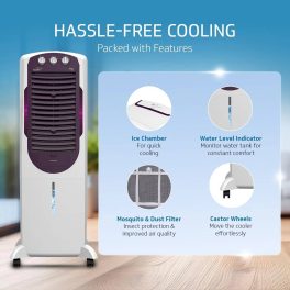 V-Guard Arido 35L Tower Air Cooler with Honeycomb Pads and 4D Air Circulation ,White