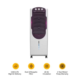 V-Guard Aikido 25L Tower Air Cooler with Honeycomb Pads & 4D Air Circulation, White