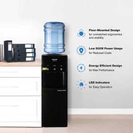 Voltas Spring RV, Water Dispenser with Refrigerator with Normal,Cold & Hot Tap, Black