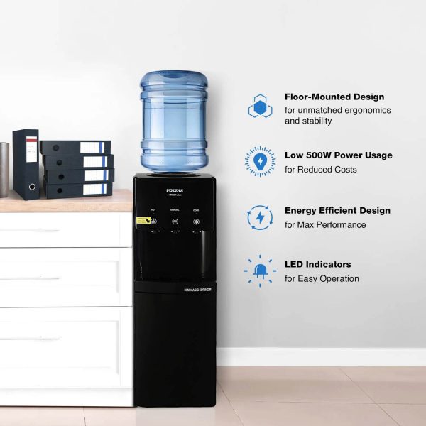 Voltas Spring RV, Water Dispenser with Refrigerator with Normal,Cold & Hot Tap, Black