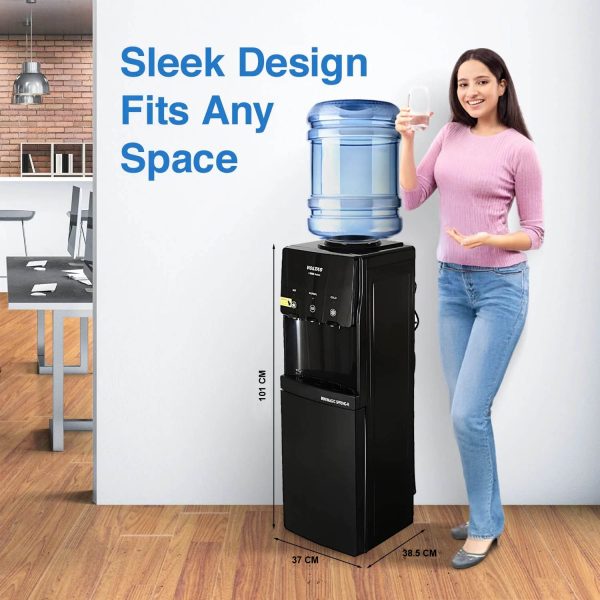 Voltas Spring RV, Water Dispenser with Refrigerator with Normal,Cold & Hot Tap, Black