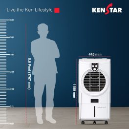 Kenstar Turbcool Neo HC, 50 Litre Desert Air Cooler with Honeycomb Cooling Pads, Motorised Louvre Movement, Ice Chamber, Powerful Fan and Inverter Compatible, White
