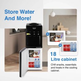 Voltas Spring RV, Water Dispenser with Refrigerator with Normal,Cold & Hot Tap, Black