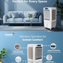 Livpure Coolmist 48L Personal Air Cooler with Honeycomb Pads & Ice Chamber, White