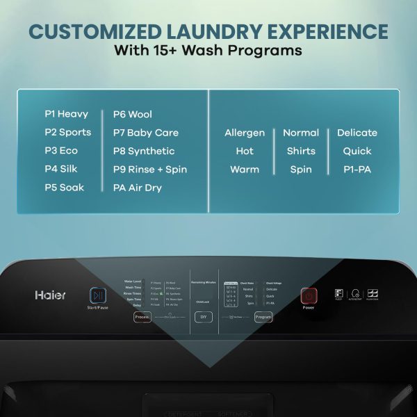 Haier 9 KG Top-Load Machine (HWM90-H678ES8, Dark Silver)