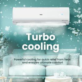 Haier HS50VP- POW3BN, 1.5 Ton 3 Star Dual Inverter Split AC with Tropical Twin Rotary, 7-in-1 Convertible Mode and 100% Grooved Copper, White