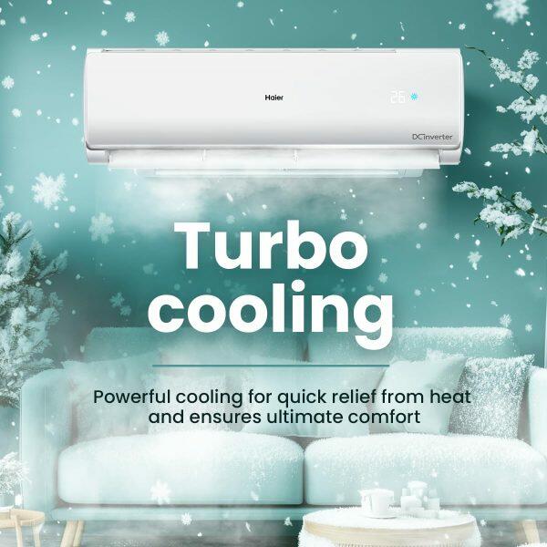 Haier HS50VP- POW3BN, 1.5 Ton 3 Star Dual Inverter Split AC with Tropical Twin Rotary, 7-in-1 Convertible Mode and 100% Grooved Copper, White